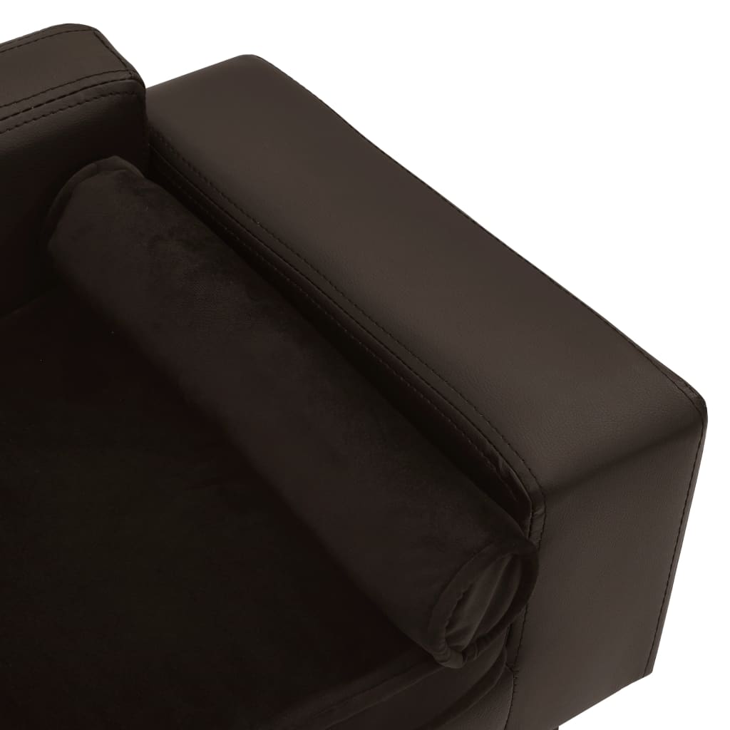 NNEVL Dog Sofa Brown 81x43x31 cm Plush and Faux Leather-4